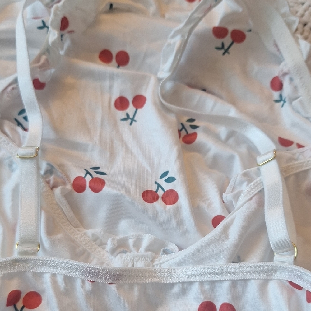 Cherry Print White Slip Dress - Picture 6 of 9